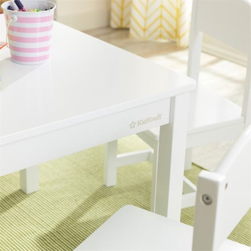KidKraft 5 Piece Farmhouse Table and Chair Set in White