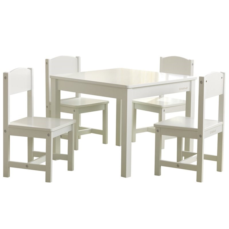 KidKraft 5 Piece Farmhouse Table and Chair Set in White