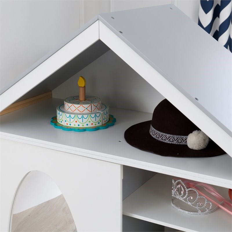 Kidkraft 2 Piece Dress Up Wooden Armoire and Vanity in White and Gray