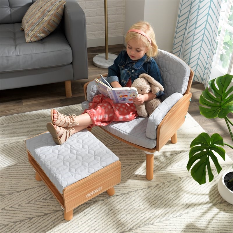 Kidkraft Mid Century Kid 2 Piece Fabric Cushioned Reading Chair And   2128109 4 L 