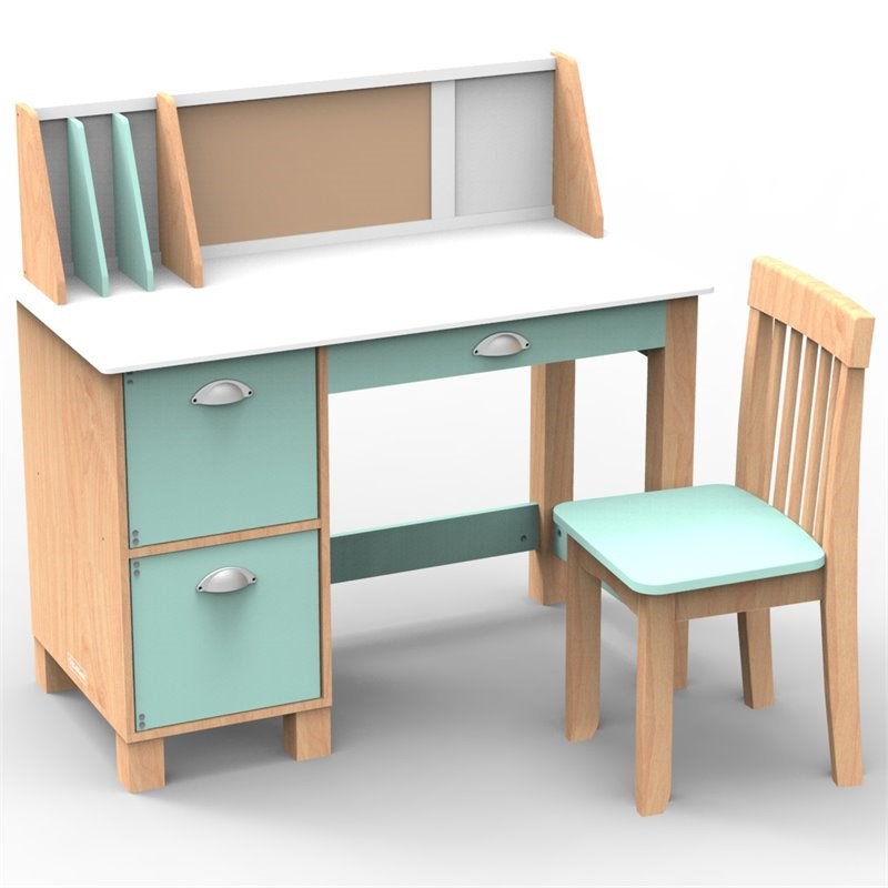 Kidkraft Wooden Study Desk with Chair With Bulletin Board in Mint