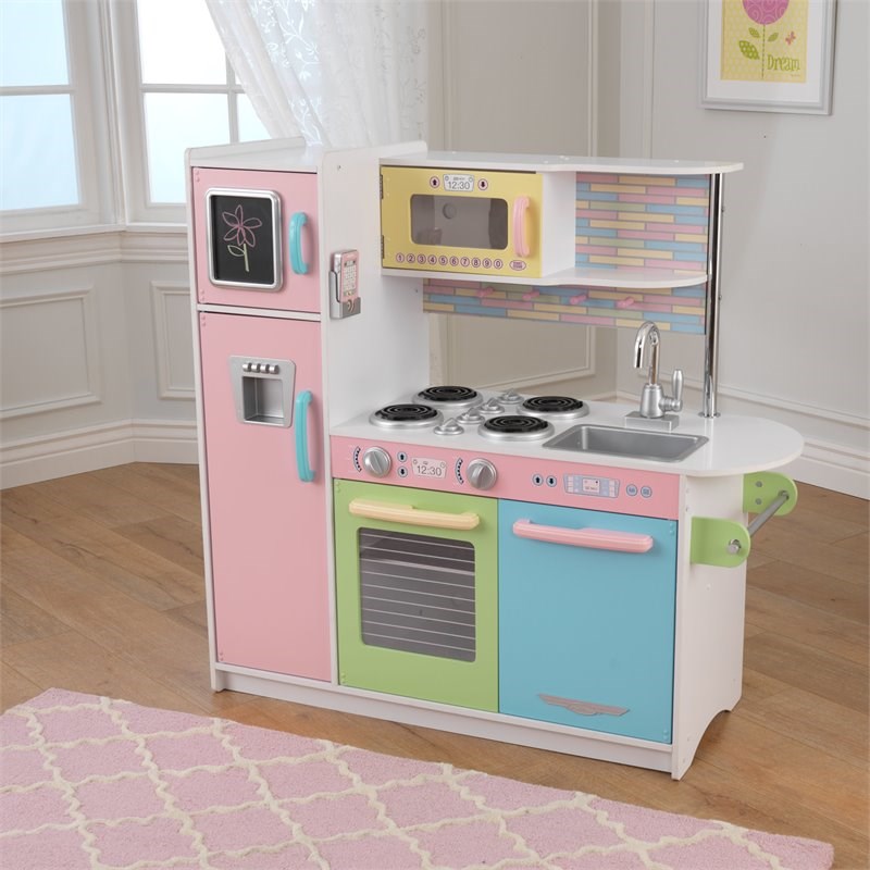 Kidkraft Uptown Wooden Plastic Play Kitchen In Pastel Homesquare   2128121 10 L 