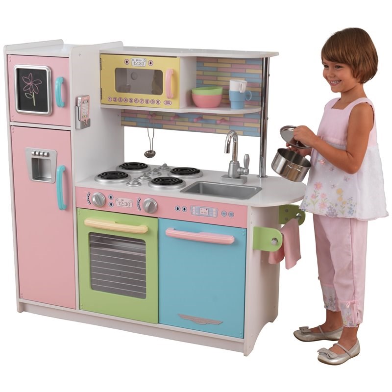 Elektropositief Ga lekker liggen Tram Kidkraft Uptown Wooden Plastic Play Kitchen in Pastel | Homesquare