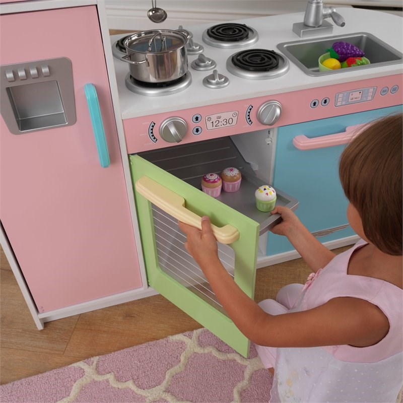 Kidkraft Uptown Wooden Plastic Play Kitchen In Pastel Homesquare   2128121 17 L 