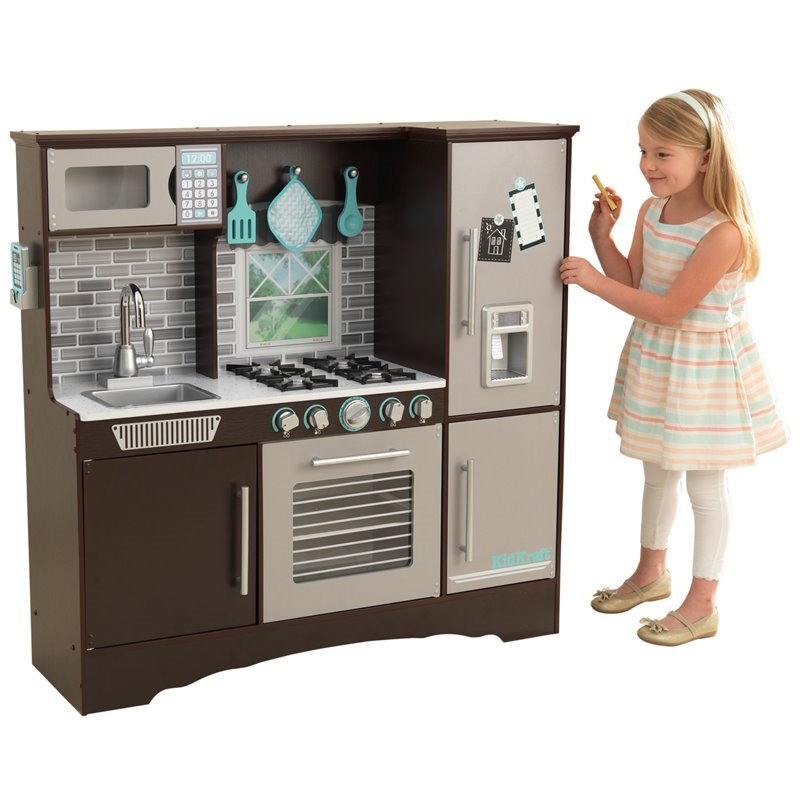 Kidkraft Wooden Plastic Culinary Play Kitchen in Espresso Homesquare