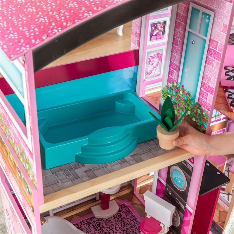 Kidkraft Shimmer Mansion 30 Piece Wooden Plastic Dollhouse
