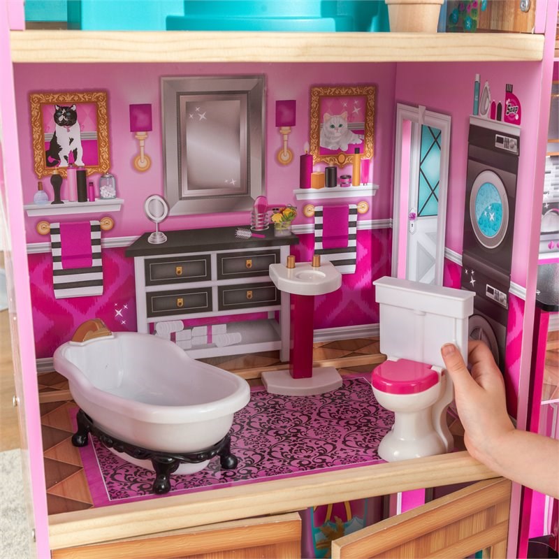 Kidkraft Shimmer Mansion 30 Piece Wooden Plastic Dollhouse