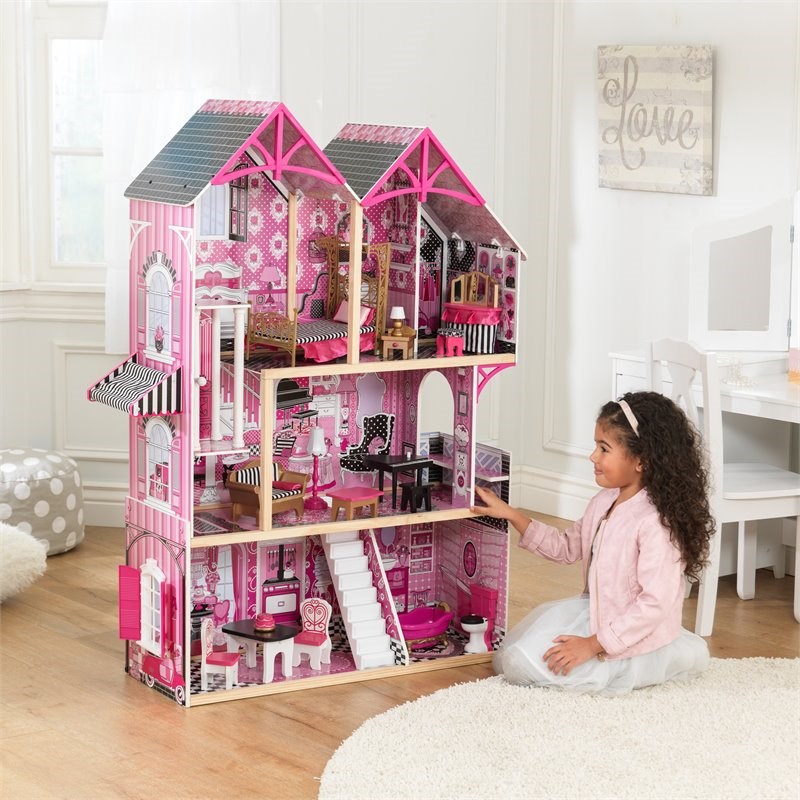 Kidkraft Bella 16 Piece Multicolored Wooden Plastic Dollhouse