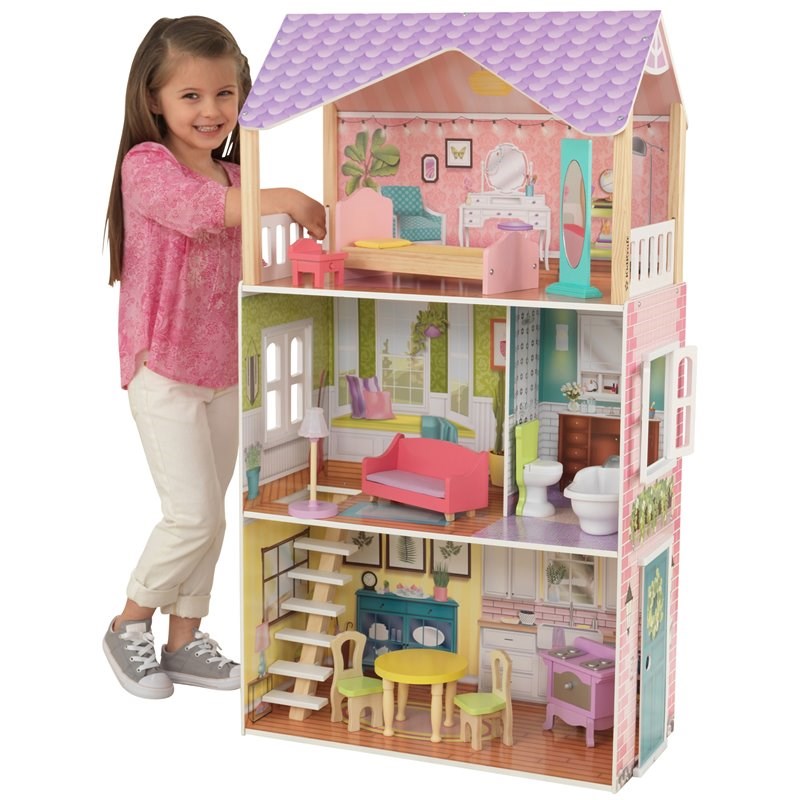 Kidkraft Poppy 11 Piece Multicolored Wooden Plastic Dollhouse