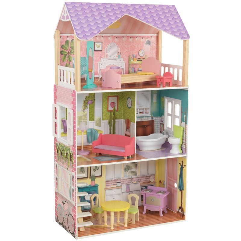 Kidkraft Poppy 11 Piece Multicolored Wooden Plastic Dollhouse 