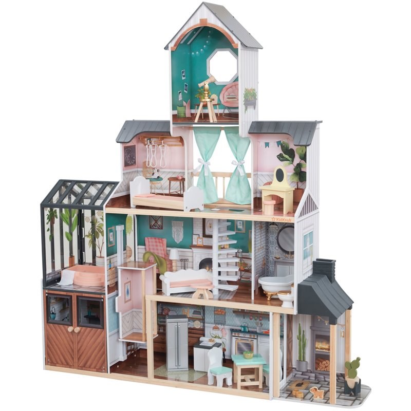 Kidkraft Celeste Mansion 24 Piece Wooden Dollhouse with EZ Kraft Assembly