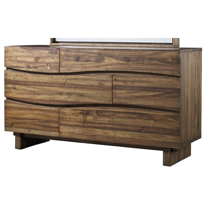Modus Ocean 6 Drawer Solid Wood Dresser in Natural Sengon