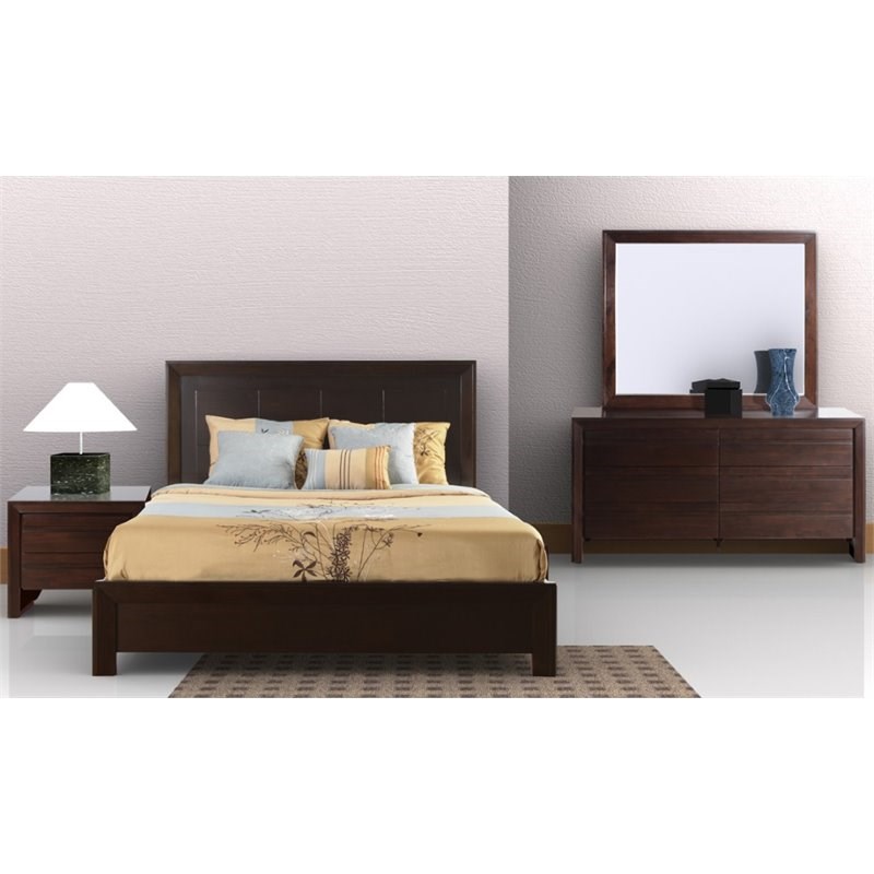 Modus Element California King Wood Panel Platform Bed in Chocolate Brown