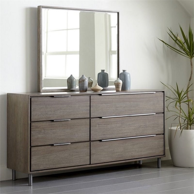 Modus Berkeley 6 Drawer Dresser in Distressed Butcher Block | Homesquare