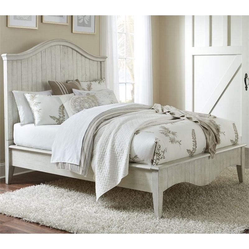 Modus Ella Solid Wood Queen Panel Bed In Weathered White Homesquare