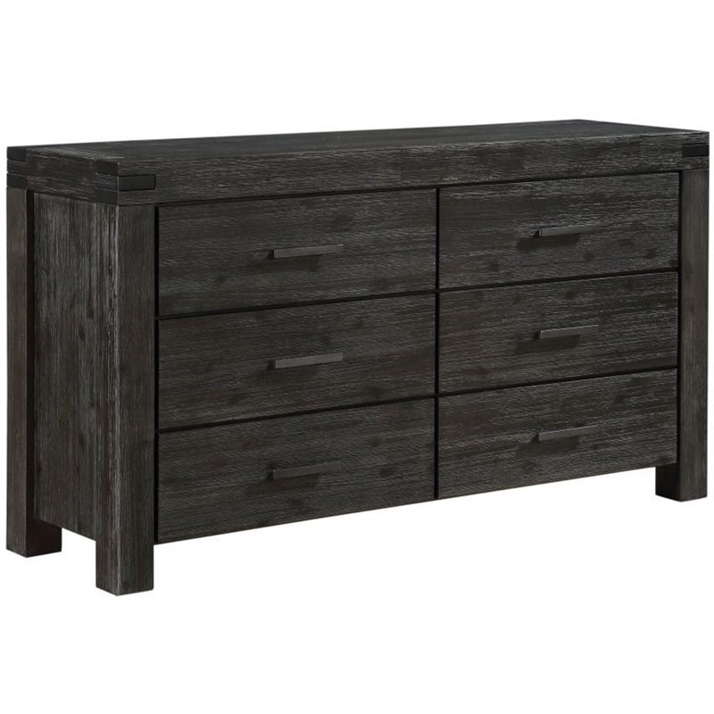 Modus Meadow 6 Drawer Solid Wood Dresser in Graphite