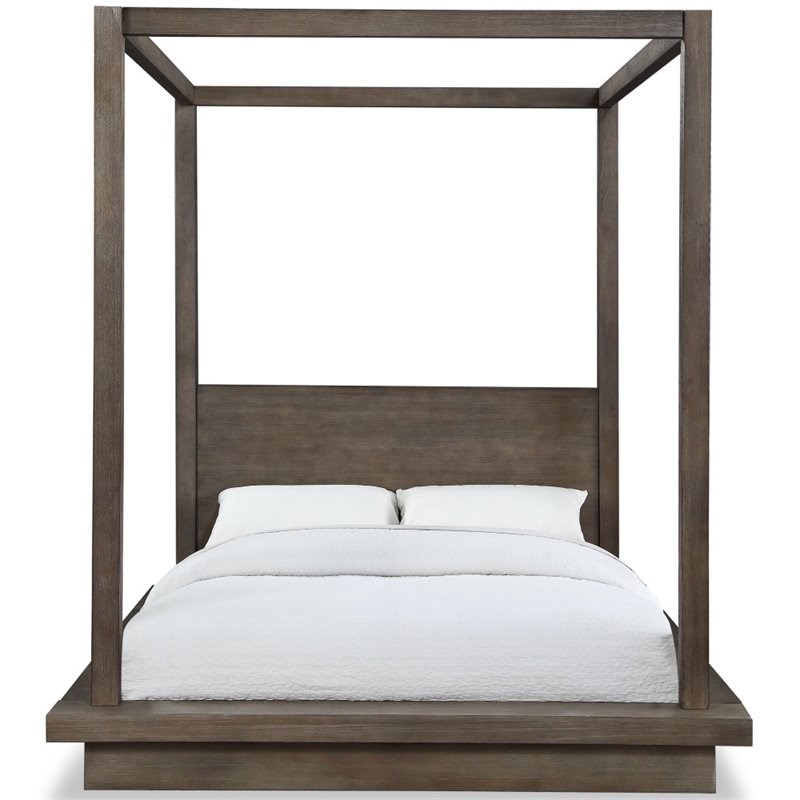 Modus Melbourne California King Canopy Bed in Rustic Dark Pine | Homesquare