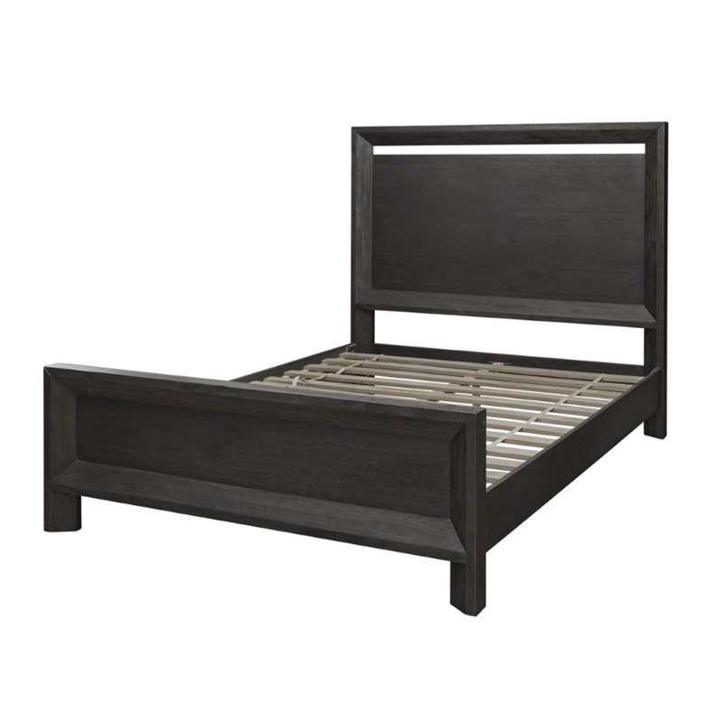 Modus Chloe Queen Solid Wood Panel Bed in Basalt Gray