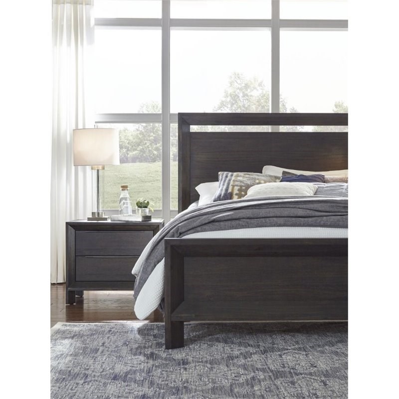 Modus Chloe King Solid Wood Panel Bed in Basalt Gray