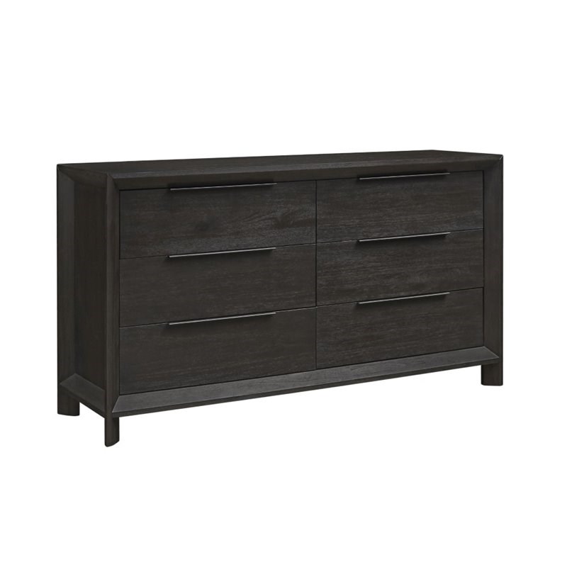 Modus Chloe 6 Drawer Solid Wood Dresser in Basalt Gray