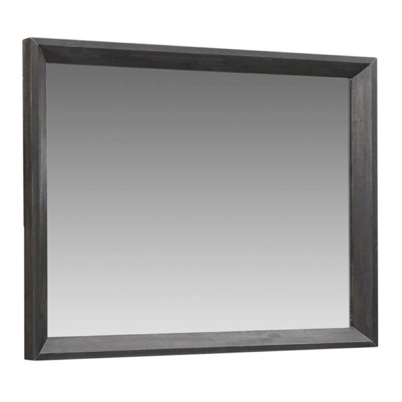 Modus Chloe Solid Wood Beveled Glass Mirror in Basalt Gray