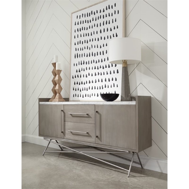 Modus Coral Marble Top Sideboard in Antique Gray
