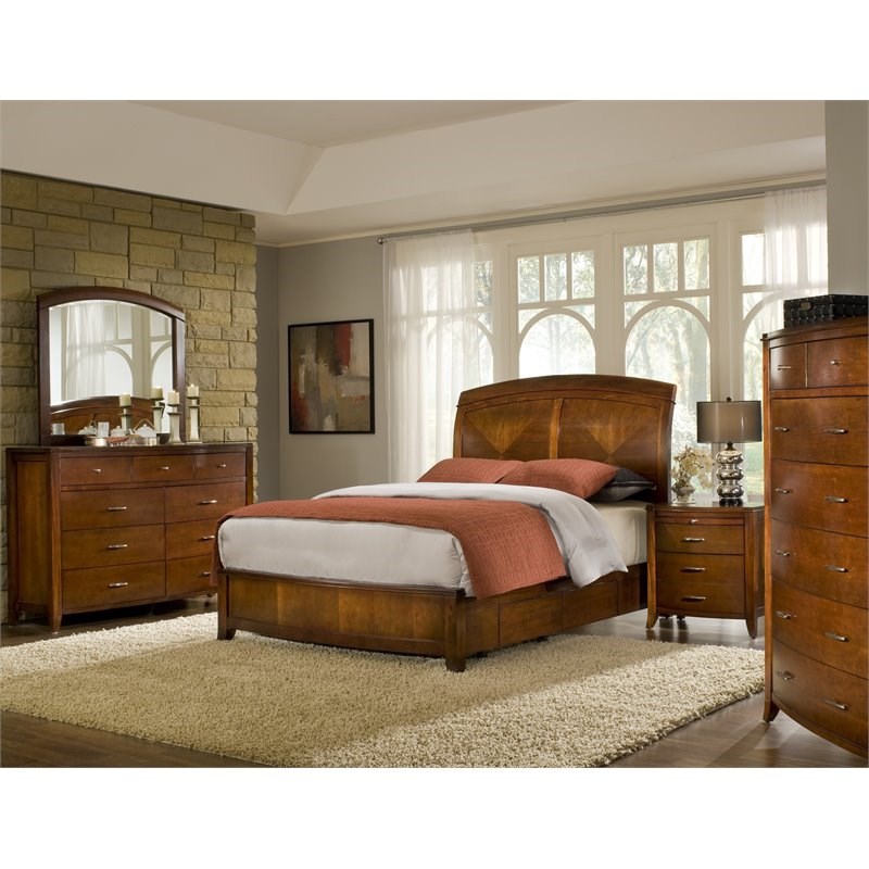 modus brighton king soild wood sleigh storage bed in cinnamon - br15d7