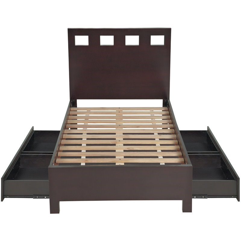 Modus Riva Queen Solid Wood Panel Platform Storage Bed in Espresso ...