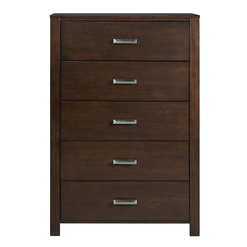 Modus Furniture Riva Five Drawer Chest in Chocolate Brown