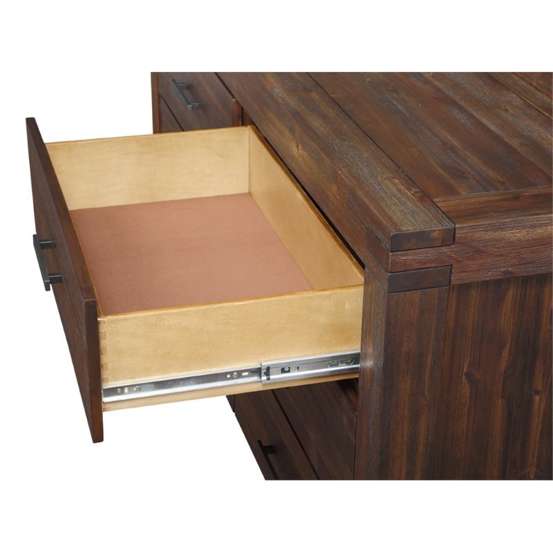 Modus Furniture Meadow 6 Drawer Double Dresser in Brick Brown