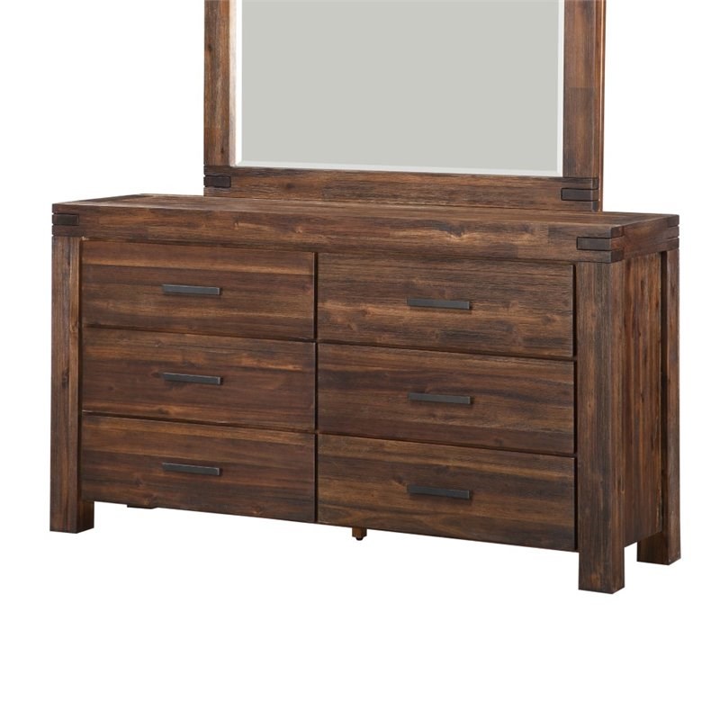 Modus Furniture Meadow 6 Drawer Double Dresser in Brick Brown
