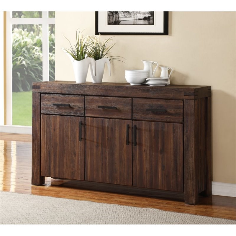 Modus Furniture Meadow Solid Wood Sideboard in Brick Brown Homesquare