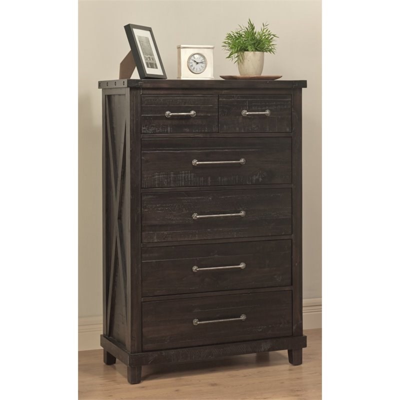 Modus Yosemite 6 Drawer Solid Wood Chest in Distressed Cafe