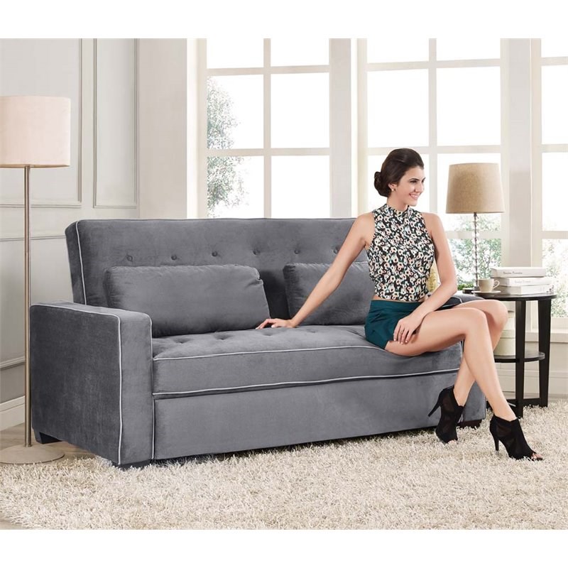 lifestyle solutions monroe convertible queen sofa in gray