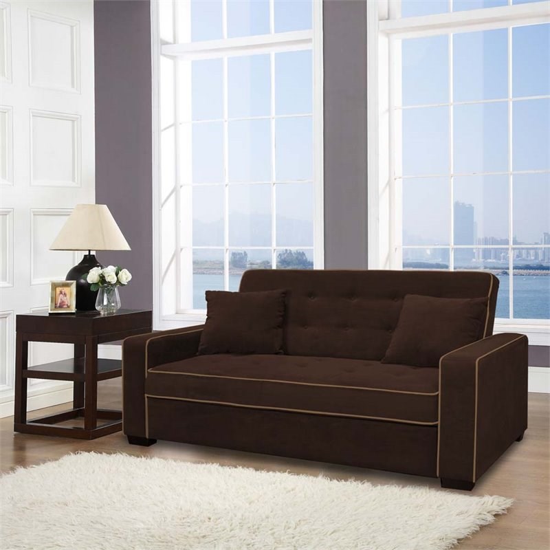 lifestyle solutions monroe convertible sofa in java brown ...