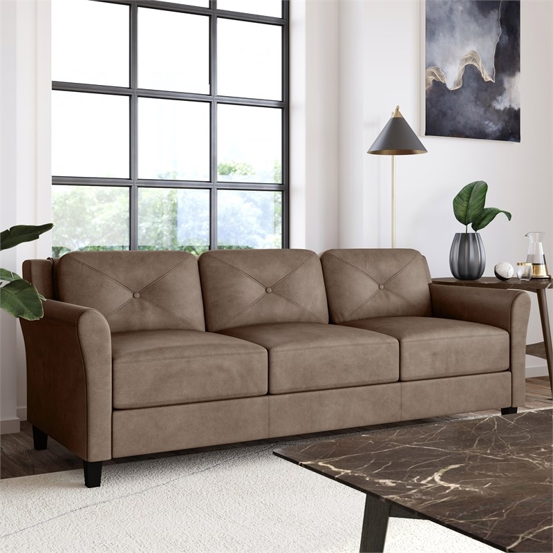 LifeStyle Solutions Norwalk Sofa in Brown Microfiber Upholstery ...