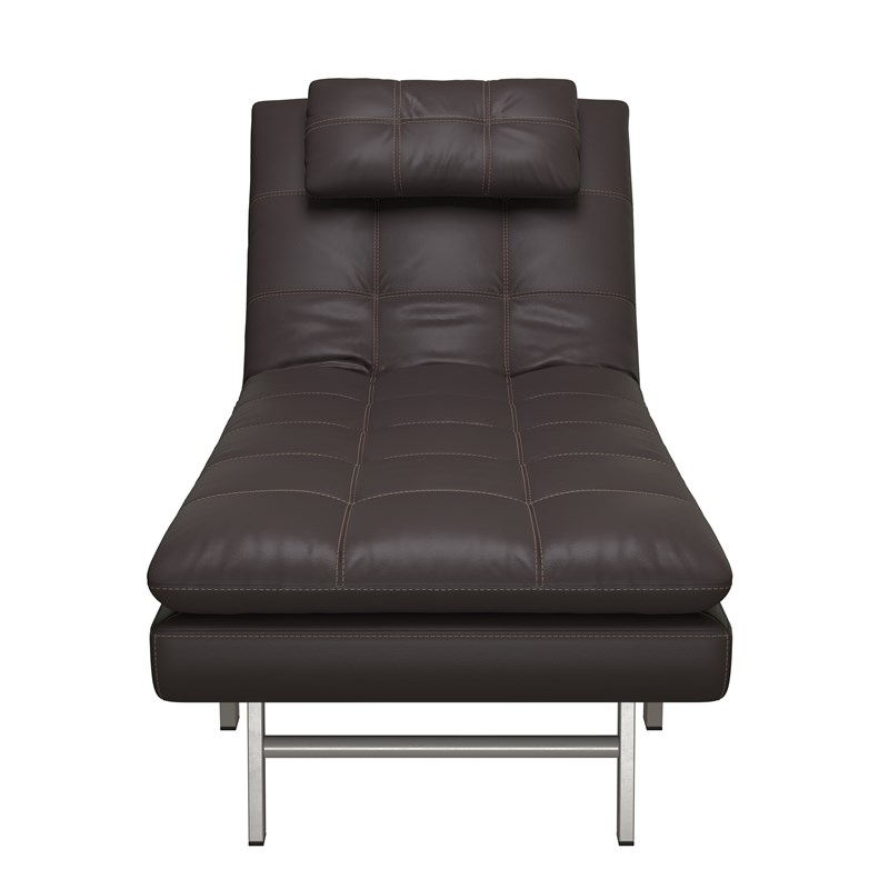 Relax-A-Lounger Titan Convertible Chaise Lounge in Brown Faux Leather