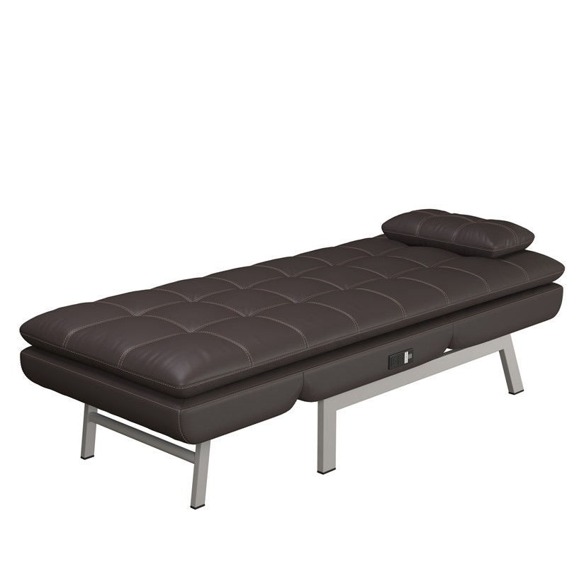 Relax A Lounger Titan Convertible Chaise Lounge In Brown Faux Leather