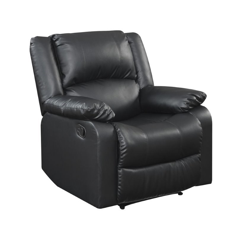 Relax-A-Lounger Oakland Recliner in Black Faux Leather Upholstery ...