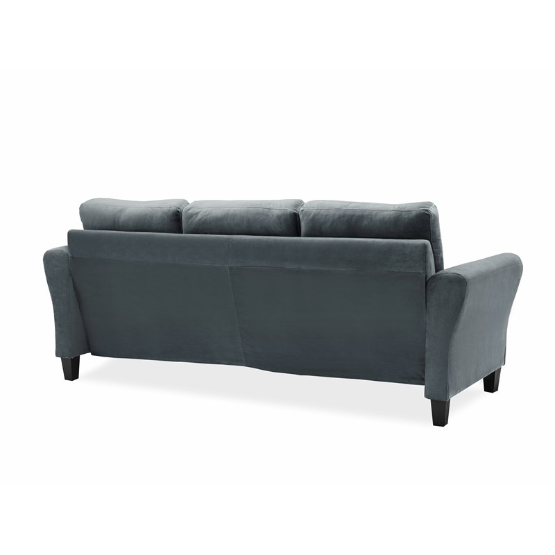 lifestyle solutions mavrick sofa in dark gray microfiber upholstery