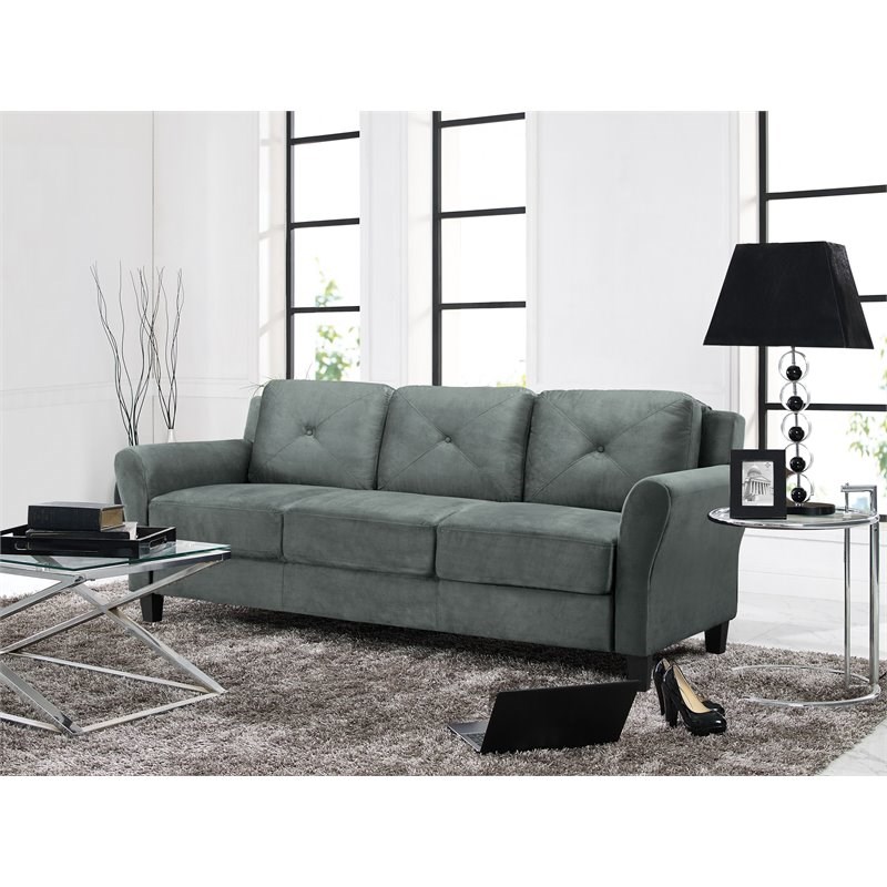 lifestyle solutions harvard sofa in dark gray microfiber ...