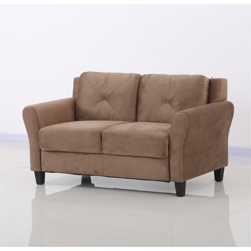 LifeStyle Solutions Transitional 2 Piece Sofa And Loveseat Set In Brown ...