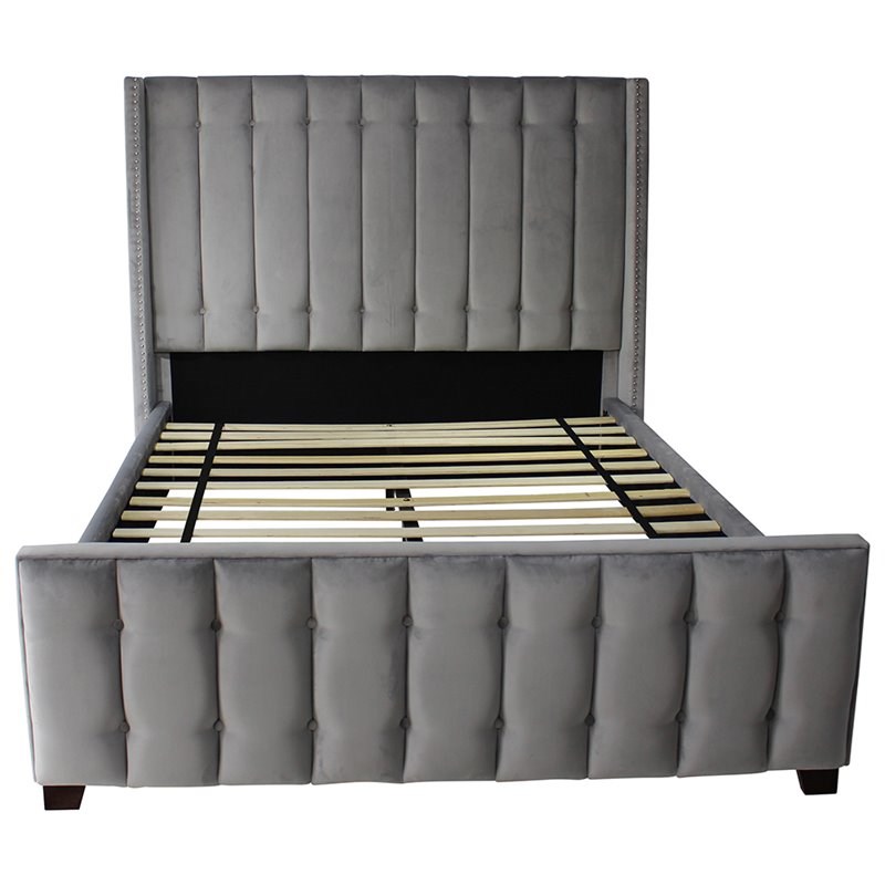 lifestyle solutions livingston tufted queen panel bed in light gray