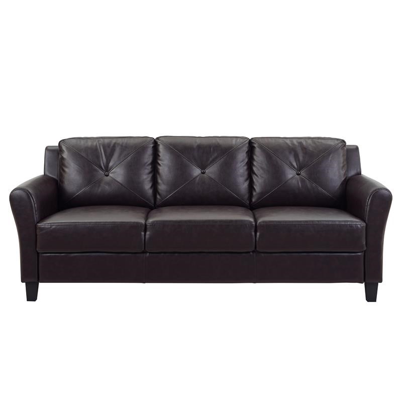 Lifestyle Solutions Norwalk Sofa in Java Brown Faux Leather Homesquare