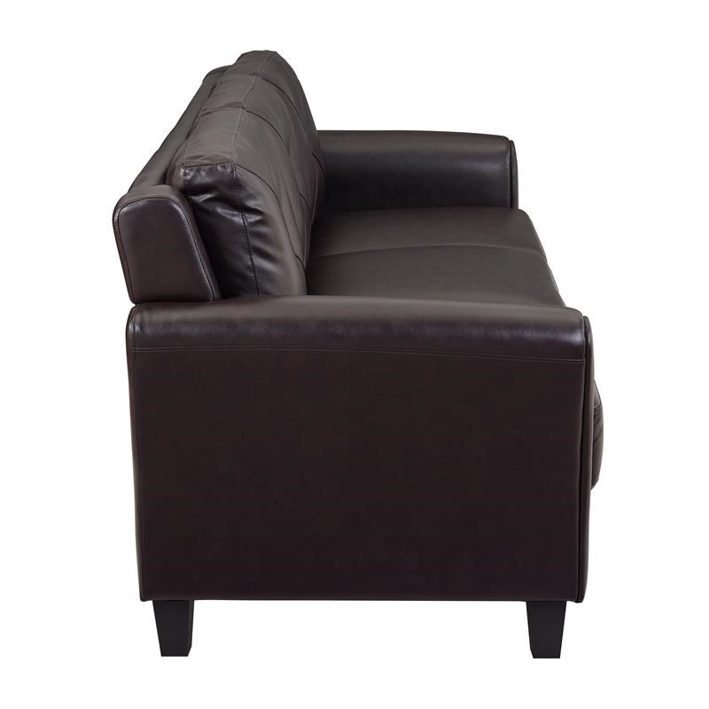 Lifestyle Solutions Norwalk Sofa in Java Brown Faux Leather Homesquare