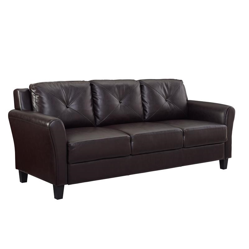 Lifestyle Solutions Norwalk Sofa in Java Brown Faux Leather Homesquare