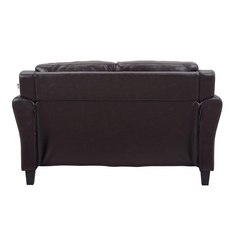 Lifestyle Solutions Norwalk Loveseat in Java Brown Faux Leather