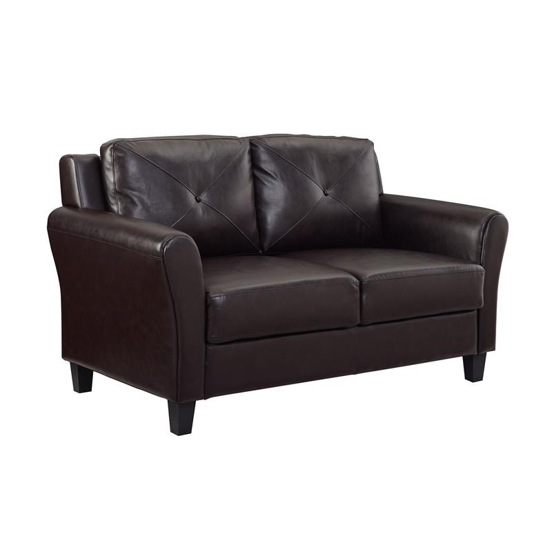 Lifestyle Solutions Norwalk Loveseat in Java Brown Faux Leather