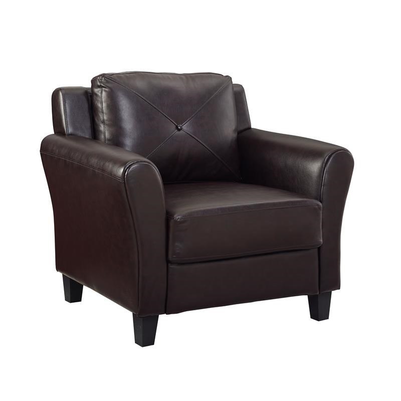 Lifestyle Solutions Norwalk Chair in Java Brown Faux Leather Homesquare