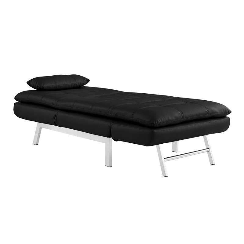 Relax A Lounger Victor Convertible Chaise in Black Faux Leather